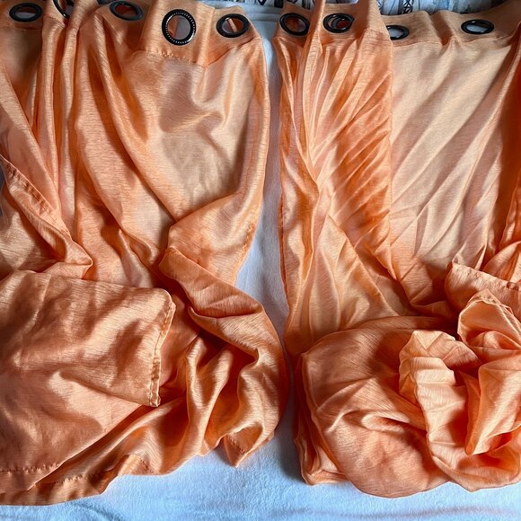 Sheer Voile Curtains Grommet 54"W x 108"L Pack of 2 Papaya Orange (3 Sets Avail) - Picture 2 of 5